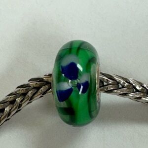 Retired Trollbeads green and blue glass